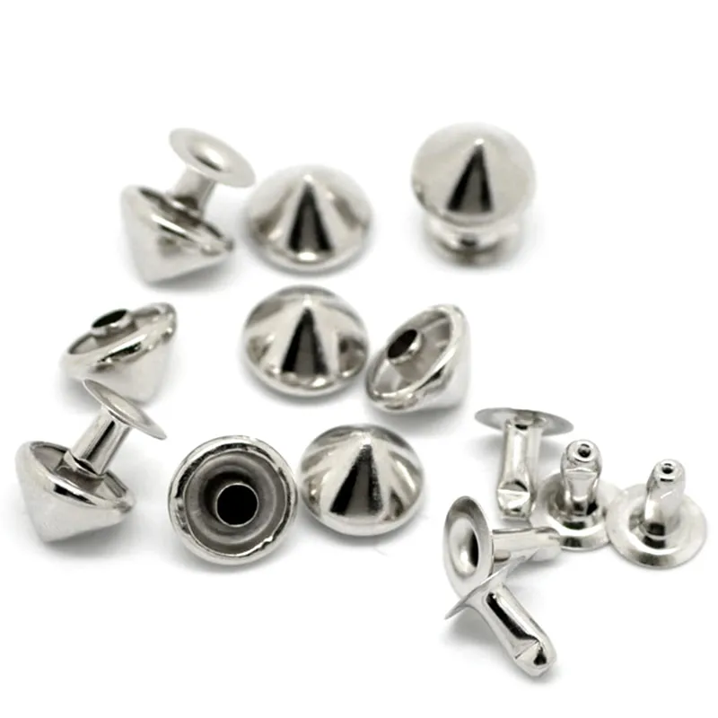 50Sets Silver Tone Cone Spike Garment Rivets Studs Spots Fit Clothes