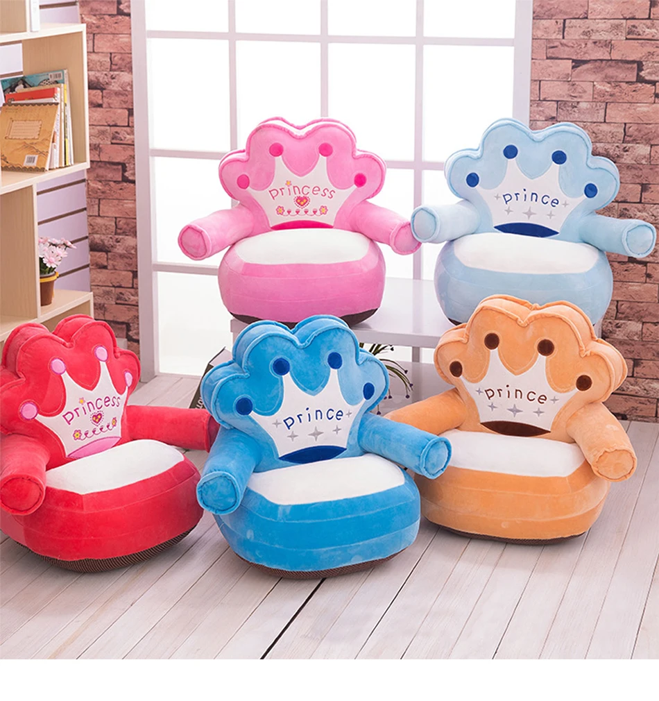 Only Cover NO Filling New Baby Kids Cartoon Soft Sofa Cover Crown Bear Seat Children Comfortable Puff Skin Toddler Children Sofa