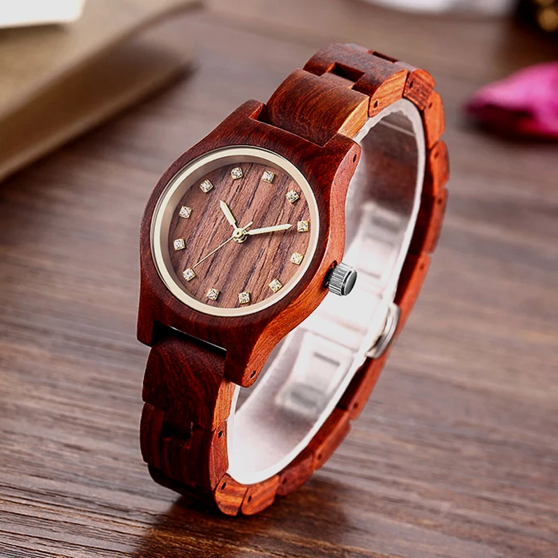 New Design Red Women Wooden Watch Luxury Brand Top Gift 2