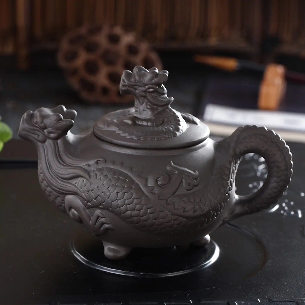 400ml chinese kongfu ceramic dragon teapot authentic handmade Purple
