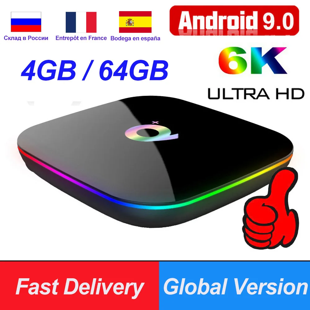 Q Plus Smart TV Box 6K Android 9.0 TV Box 4GB RAM 32GB/64GB ROM Quad