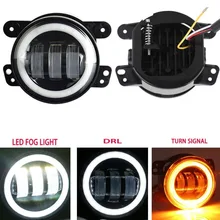Luces Led antiniebla redondas de 4 pulgadas, lámpara de 30W, 6000K, anillo blanco Halo DRL, para Jeep Wrangler JK TJ LJ Grand Cherokee lada, 2 uds.