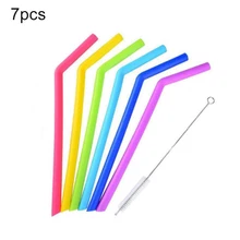 7 шт многоразовые трубочки многоразовые силиконовые питьевой соломы с чистящими щетками набор для всасывания Трубы
