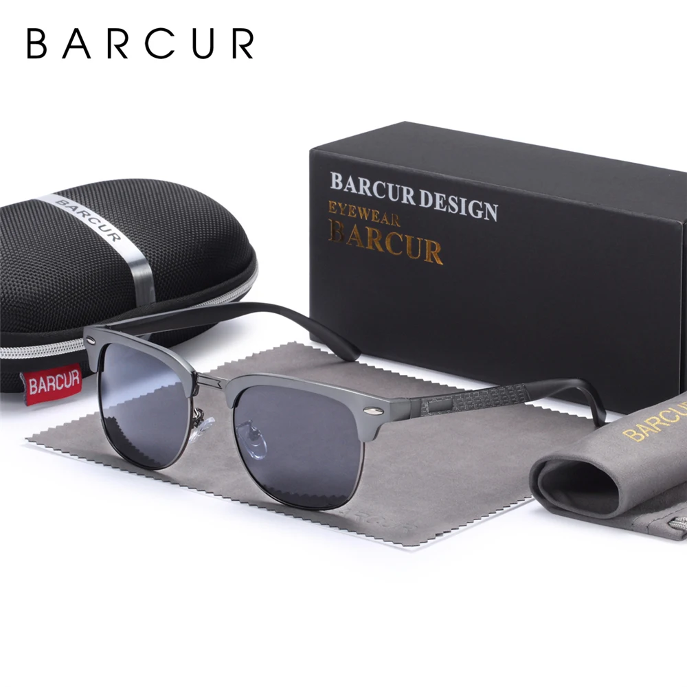 Najtaniej BARCUR męskie okulary aluminiowe spolaryzowane męskie okulary okulary klasyczne Punk gafas óculos de sol masculino