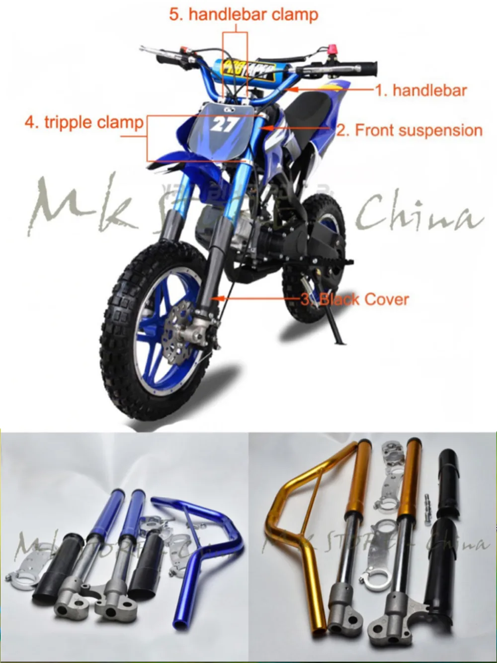 

Handlebar Front Suspension Protect cover for Apollo MINI MOTO Orion Kids DIRT BIKE