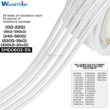 1700 sztuk/partia 0402 rezystor SMD 0R-10 M Ohm 5% 1/16W 0.25W Chip odporność na stały rezystor wybrane elementy 34 wartości X 50 sztuk = 1700 sztuk