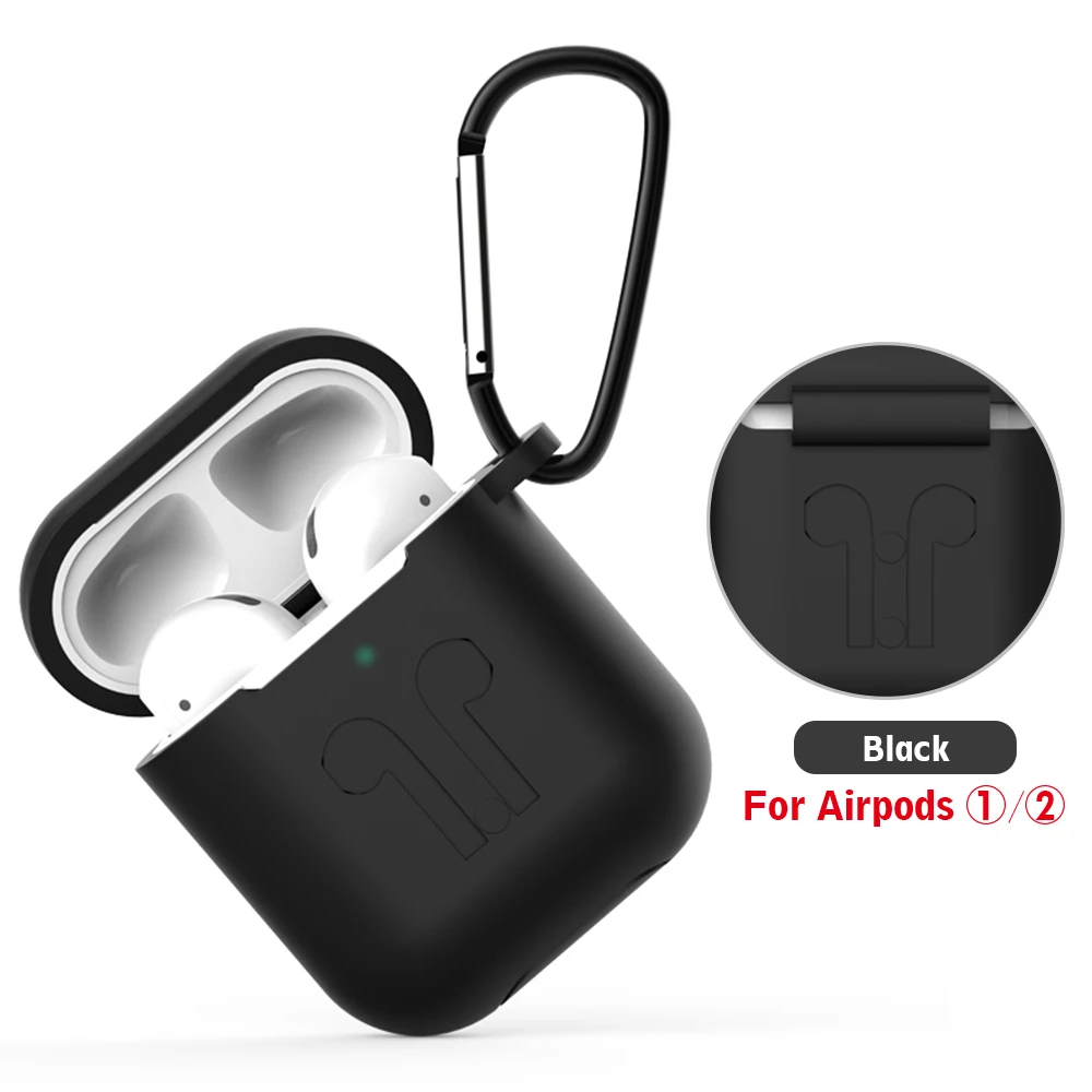 Для Apple Airpods 2 Чехол Мягкий силиконовый чехол для наушников s для Airpods 1 Air Pods чехол противоударный полная защитная оболочка Coque Fundas - Цвет: Черный