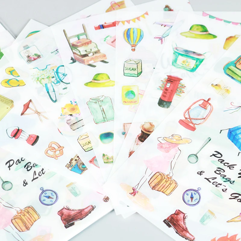 6 pcs/lot Cute World Travel Cartoon Stickers Diary Scrapbooking Album Decoration PVC Stationery Sticker Label for Kids Gifts