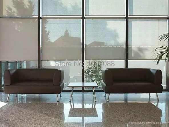 

Translucent Sun Screen Roller Blinds in Light Yellow 35% Polyester 65% PVC Window Curtain for Kitchen Balcony