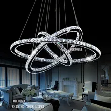 СВЕТОДИОДНЫЕ Люстры Современные Нержавеющей Стали Crystal Light led Номер Kroonluchter Подвесные Светильники 3 Кольца DIY Дизайн Алмазная Люстра