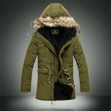 Fashion Parka Cotton Overcoat Woolen winter jacket men Long Villi Hooded Coat Jacket Warm Men Hot