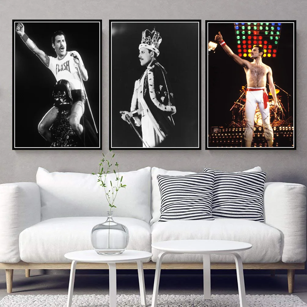 

New Custom Freddie Mercury Rock Musician Poster and Prints Bohemian Rhapsody Wall Art Canvas Painting Pictures Room Home Decor