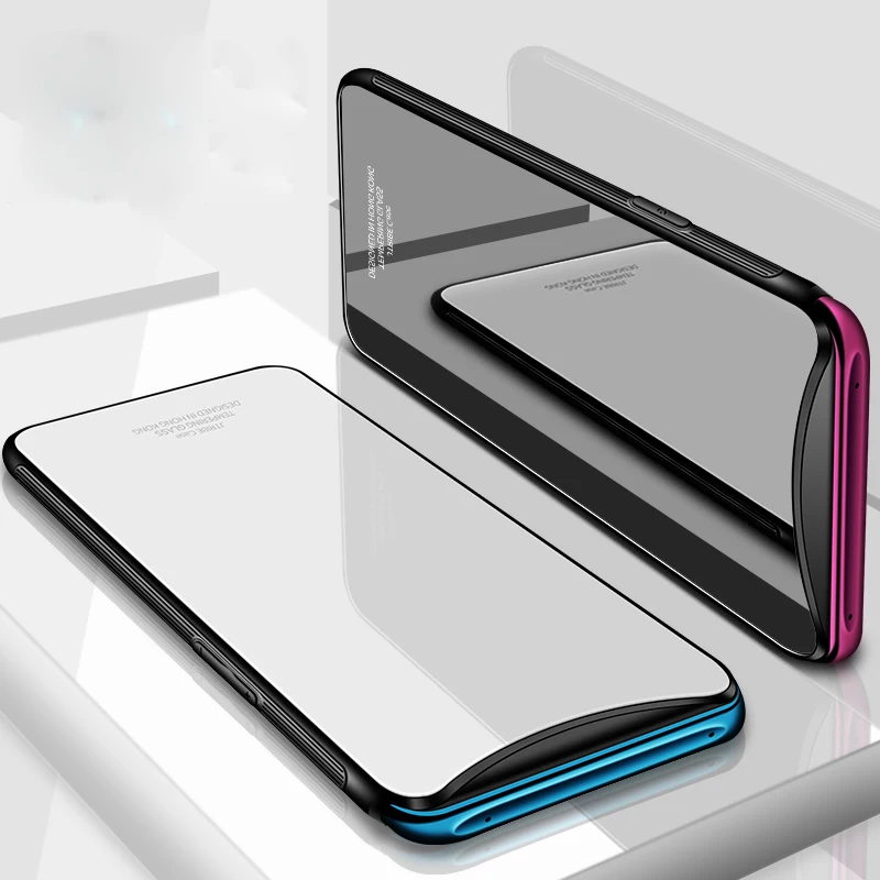 

Tempered Glass Case for OPPO Find X Hard Back Cover for OPPO FindX Soft Silicone Bumper On For OPPO Find X Case + 3D Glass Film