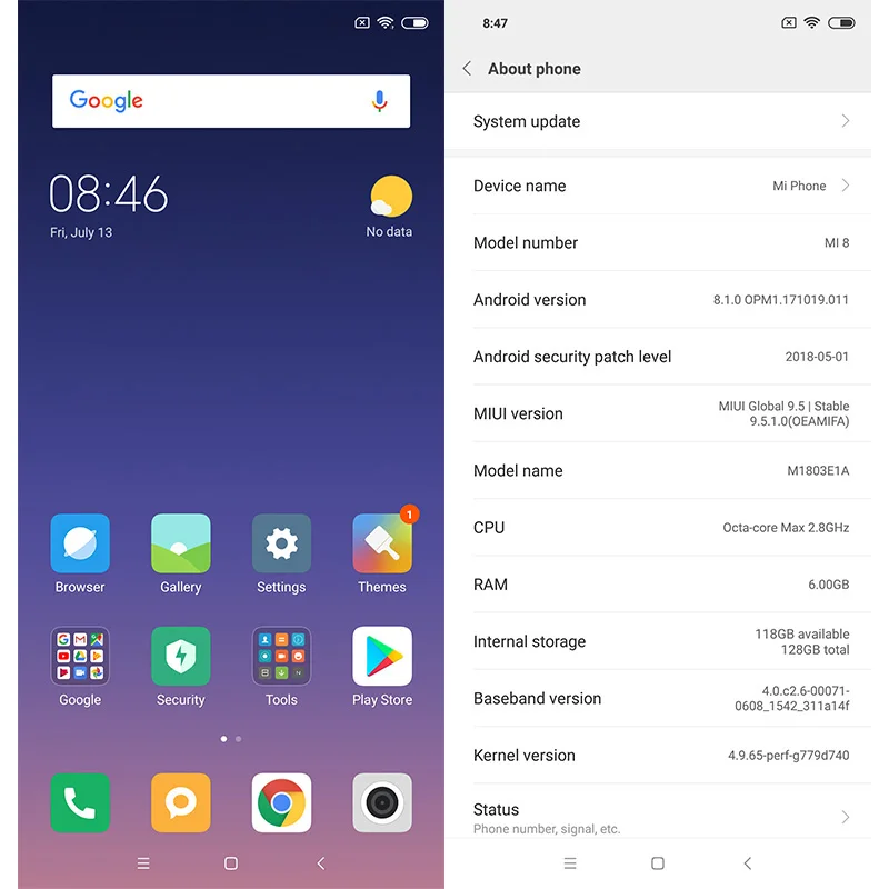 Оригинальный Xiaomi mi 8 6 ГБ ОЗУ 128 Гб ПЗУ мобильный телефон Snapdragon 845 четыре ядра 21