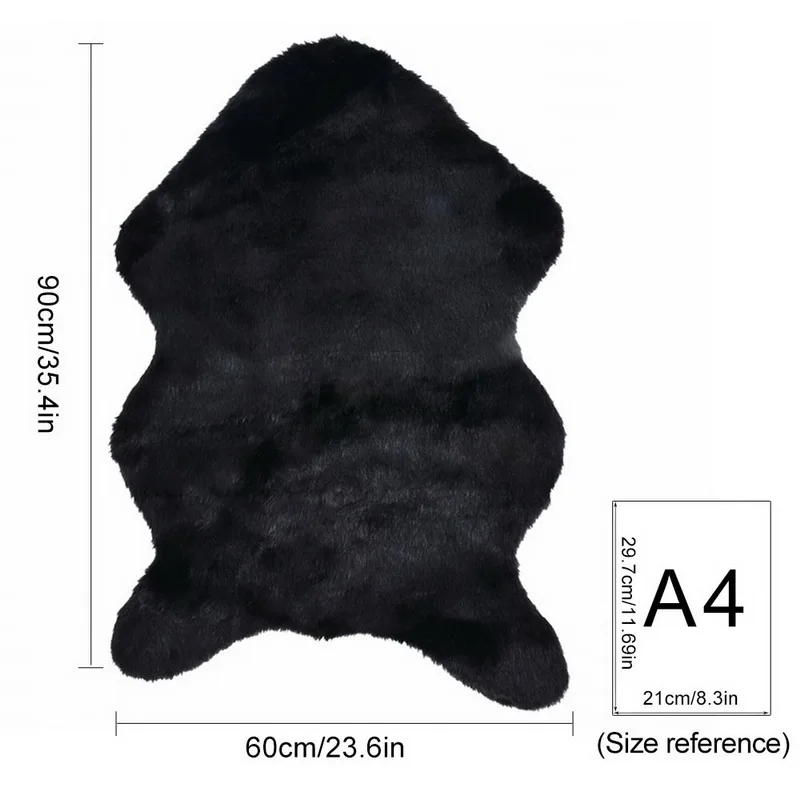 Urijk мех искусственный овчина ковер моющееся сиденье коврик пушистые коврики для гостиной ворсистая шерсть мягкие теплые ковры домашний декор - Цвет: 60x90cm black