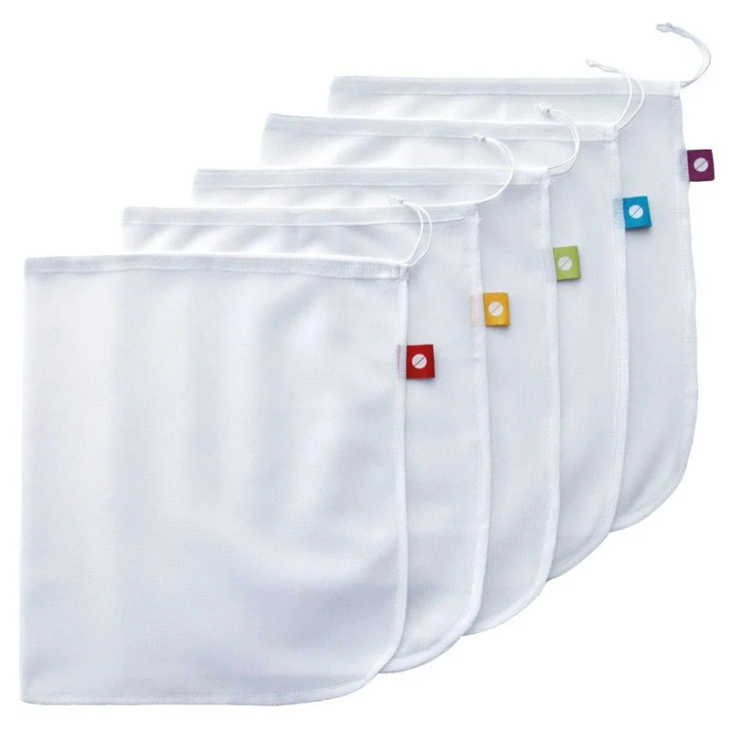 

5PCS Reusable Bags Washable Mesh Bags for Fruits and Vegetables Eco-friendly Cloth Fabric kitchen organizer