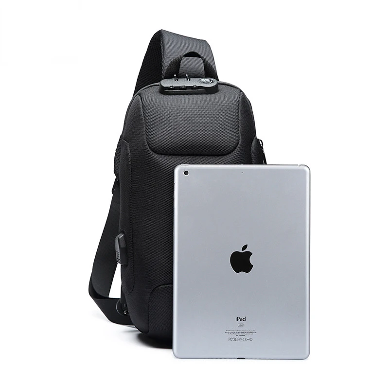  Sling Waterproof Reflective Men Chest Bags Anti Theft lock USB Charging Interface Male Shoulder Mes - 32968773253