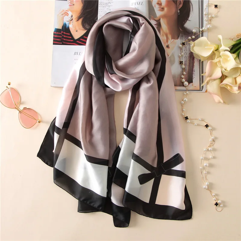 

Wholesale 2017 luxury women scarf fashion soft summer pashmina lady silk scarves shawls wraps print bandana foulard 180*90cm