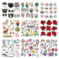 Buy Unicorn Flowers Patches Set | Iron-On Transfers | Heat Transfer Stickers | Clothing Stickers | Print On Hoodies, Jeans | Online Shopping