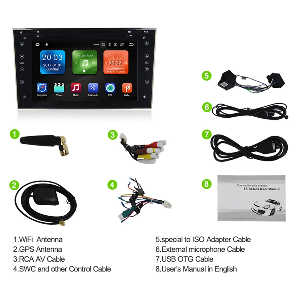 Perfect Eunavi Quad Core 2 din Android 9.0 Car Radio GPS Navigation Stereo for Vauxhall Opel Astra H G Vectra Antara Zafira Corsa 2G RAM 4