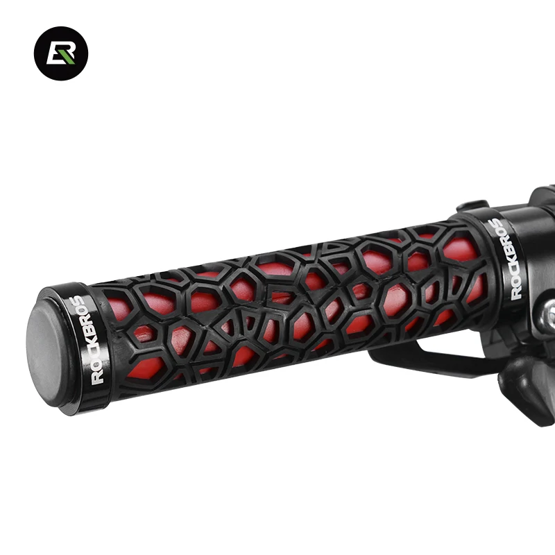 ROCKBROS دراجة القبضات الدراجة المقود المطاط قفل على Ultraight MTB القبضات مضاد للانزلاق صدمة امتصاص الدراجات المقود أجزاء الدراجة