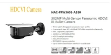 Free Shipping DAHUA 4K 3X2MP Multi-Sensor Panoramic HDCVI IR-Bullet Camera Without Logo HAC-PFW3601-A180