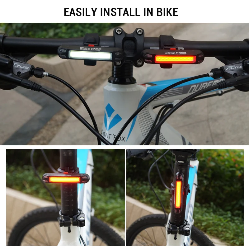 Flash Deal BASECAMP Bike Light USB Rechargeable LED Rear Light Waterproof Cycling Backlight Warning Flashlight for Bicycle Lights Taillight 5