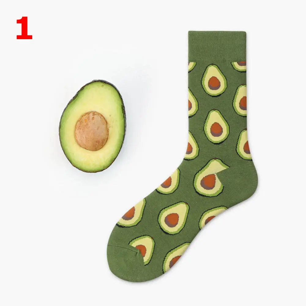 1 пара, модные высокие Чулочно-носочные изделия унисекс, женские 3D носки с фруктами авокадо, яблоко, вишня, короткие носки, мужские забавные мягкие хлопковые носки - Цвет: 1