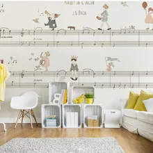 Bacaz оригинальная принцесса музыкальная нота 3d мультфильм Обои фреска для девочки детская комната 3d мультфильм Фреска 3d Фото Фреска обои