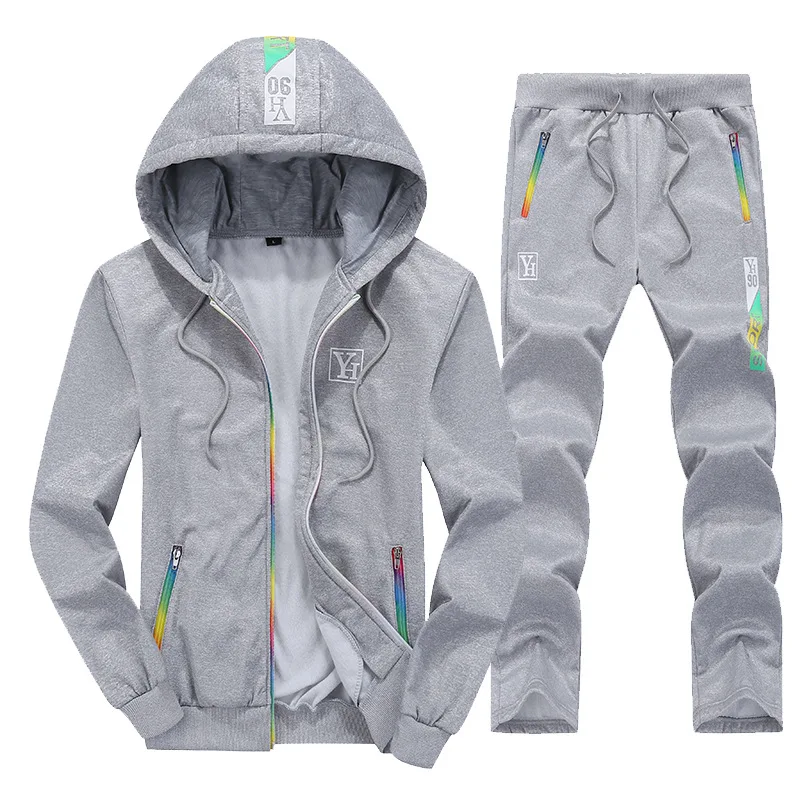 OLOEY Suits For Teenagers 2019 Spring Hoodie Sportsuit Fashion Jogging Male Set Long sleeve Print Tracksuit Plus Size Sweatshirt