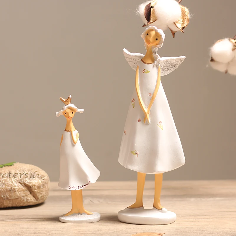

SIBAOLU Cute Fairy Doll Figurines Including Mother And Daughter Angel One Piece Resin Craft Home Decor Lovely Home Decoration