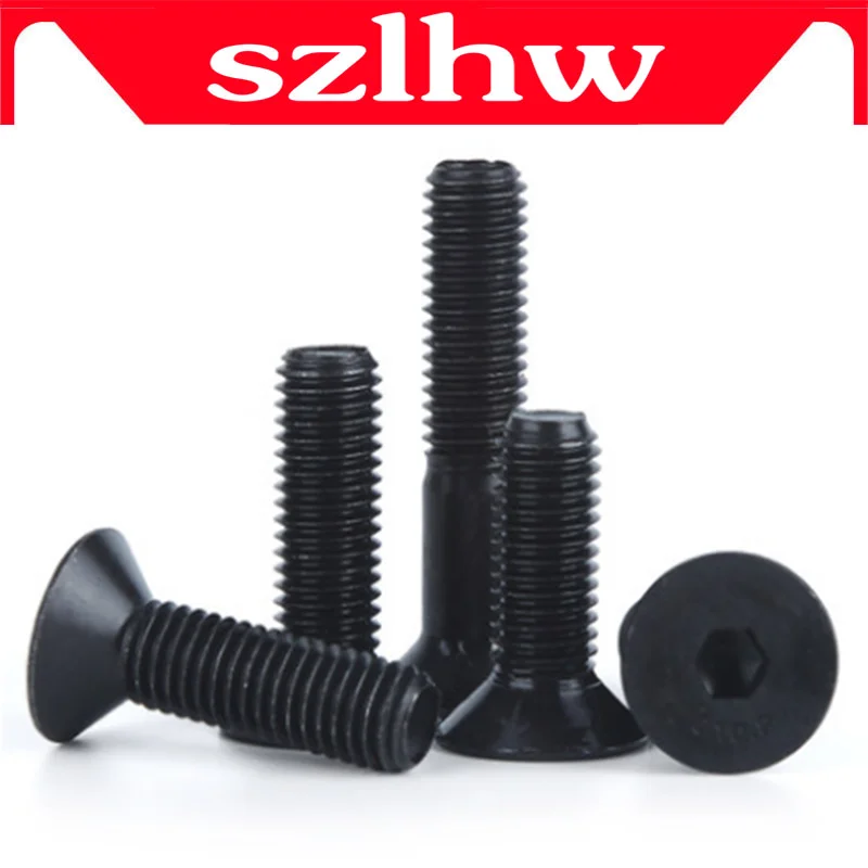 

High quality 50pcs M2 M2.5 M3 M4 mm flat head countersunk head black grade 10.9 Alloy Steel Hex Socket Head Cap Screw NEW