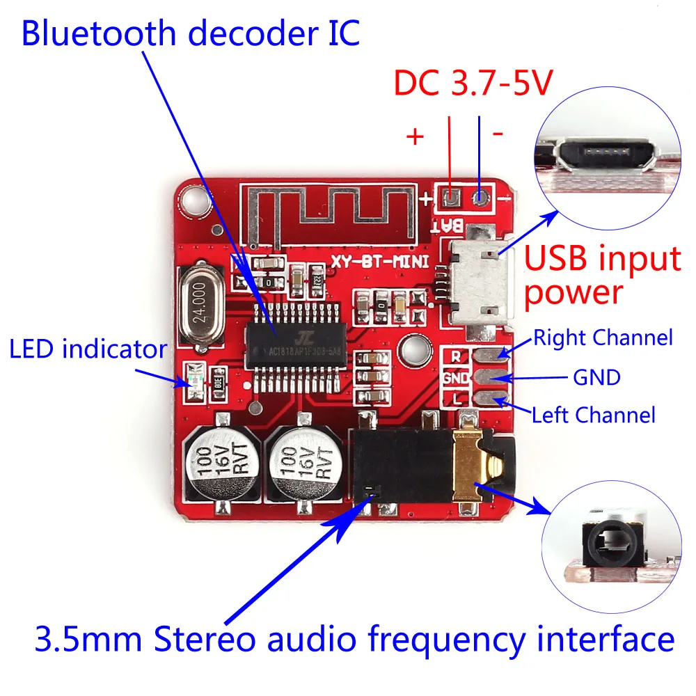 Bluetooth беспроводной MP3 декодер плата печатная плата BLE 4,1/4,2 3,7-5 в без потерь модуль декодирования Micro USB TF карта интерфейс