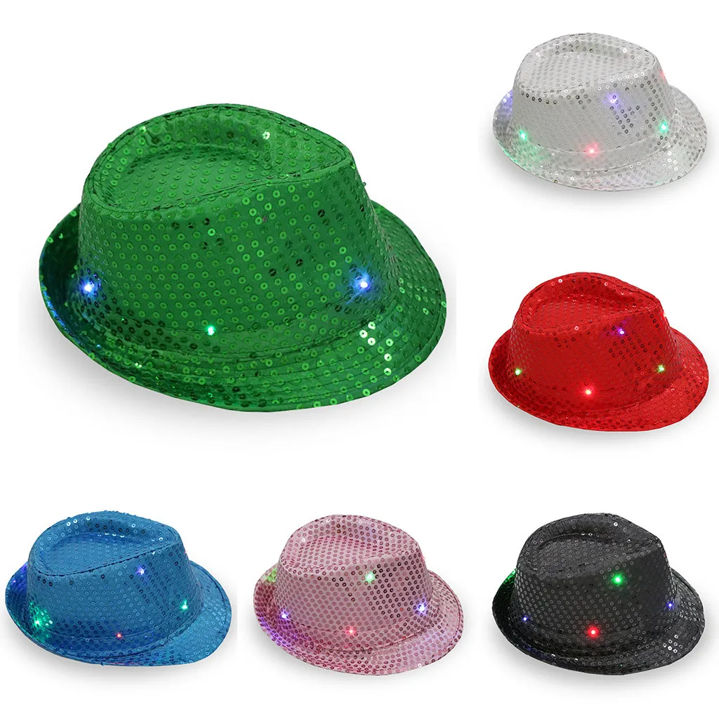 

Flashing Light Up Led Colorful Sequin Unisex Fancy Dress Dance Party Hat casquette baseball Cap Accessoriesgorra hombre