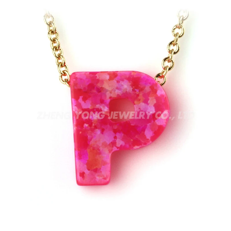spesifikasi Hot Sale OP55 Pink Opal Surat P Pendant Kalung Emas Warna Rantai Kalung Untuk Wanita Online Hot Sale OP55 Pink Opal Surat P Pendant Kalung Emas Warna Rantai Kalung Untuk Wanita