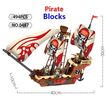 

New PZ 0487 Captain Pirates of The Caribbean Pirates Ship Building Blocks Compatible With Lego Educational Toys For Children
