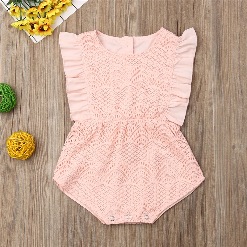 2019 Summer Baby Clothes Girl Pink Rompers Sleeveless Cute Infant New Born China Jumpsuit Outfits Set Playsuit |
