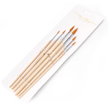 6 шт нейлоновая кисть для волос художника круглая точка кончик Акварельная живопись набор гуашей