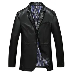 Осень Однотонная одежда PU Для мужчин костюм куртки большой Размеры L-8XL Бизнес Повседневное Искусственная кожа пальто мужской