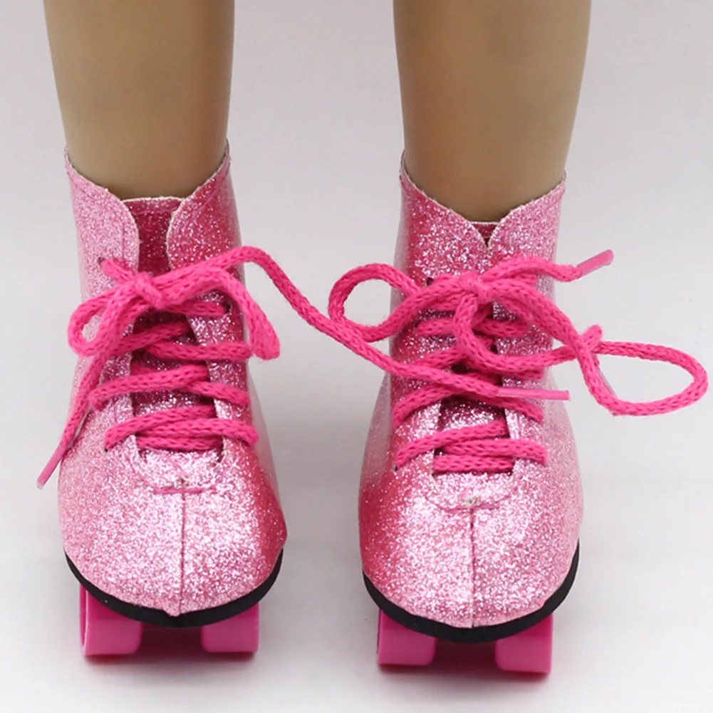 Birthday Entertainment Roller Skates Skateboard Glitter Toys Accessory Gift Shoes Baby Fashionable For 18inch American Dolls