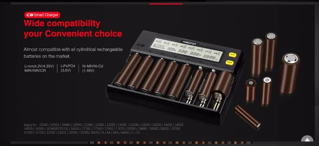 Caricabatteria MiBOXER 8 Baie | Per Batterie 18650, AA, AAA E Altri | Display LCD | Ricarica Rapida - Foto 2