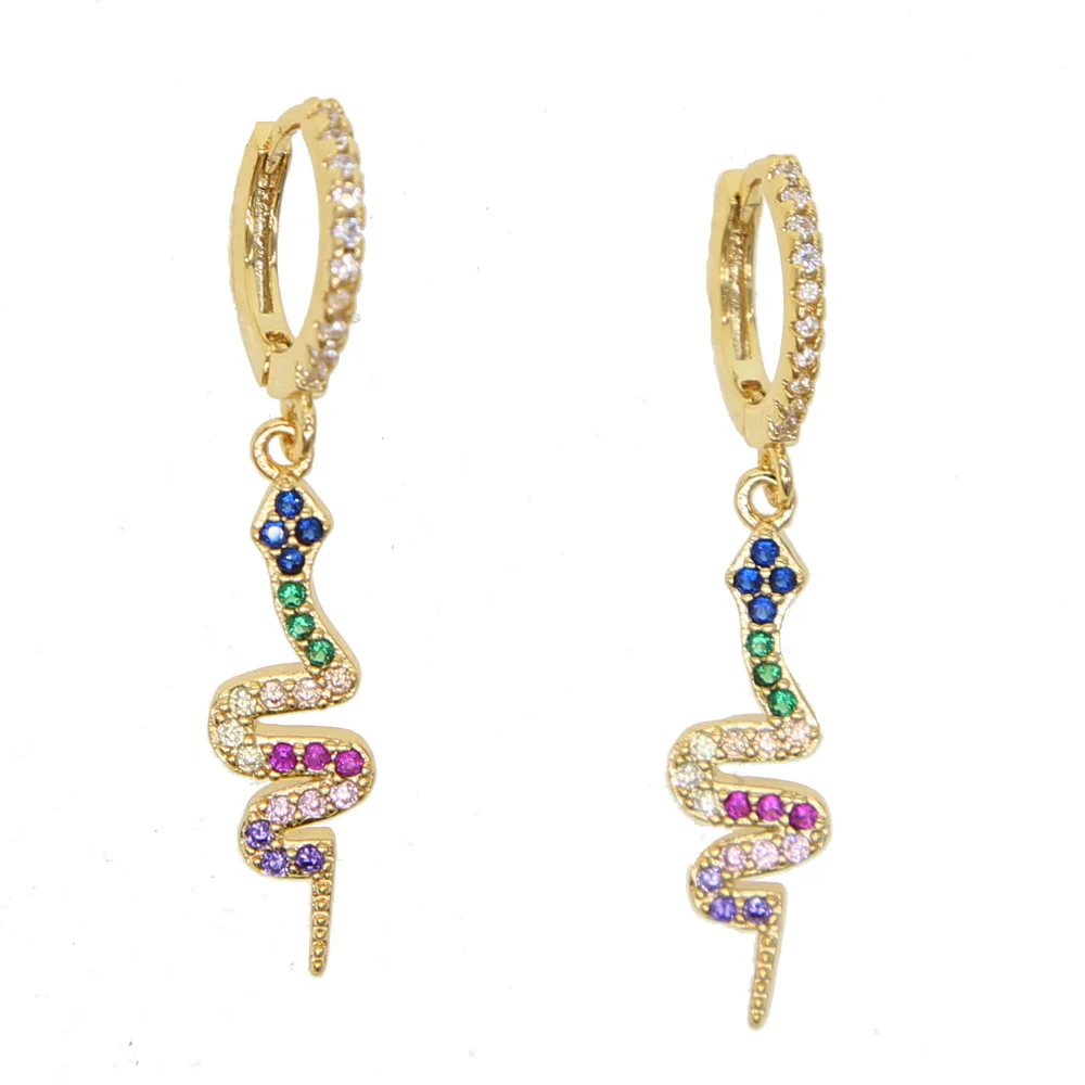 

Rainbow Crystal Snake Dangle Earrings 2019 Latest Party Drop Earrings for Women Vintage Earring Shiny animal Jewelry cute Bijoux