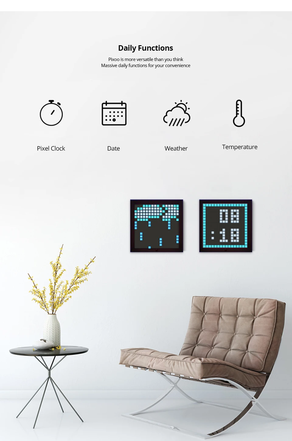Divoom Pixoo Pixel Art Bluetooth беспроводной светодиодный цифровой панельные часы сигнализация костюм для Android и IOS система управления СВЕТОДИОДНЫЙ с помощью приложения DIY