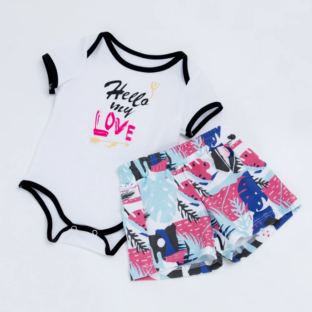 

YK&Loving new summer boy baby white clothing sets Valentine's Day coloful shorts 0-2 years short sleeve romper infantil cotton