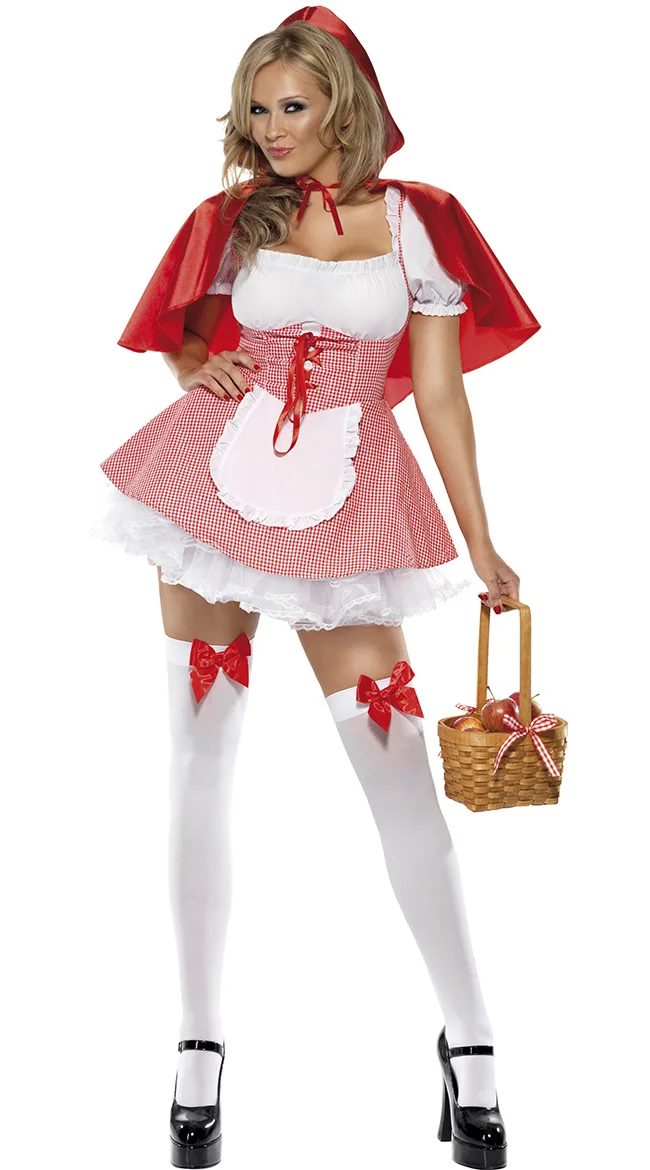 Маскарадное платье для женщин размера плюс S-6XL, Красная Шапочка, семейные вечерние костюмы на Хэллоуин, Сказочная книга - Цвет: Красный