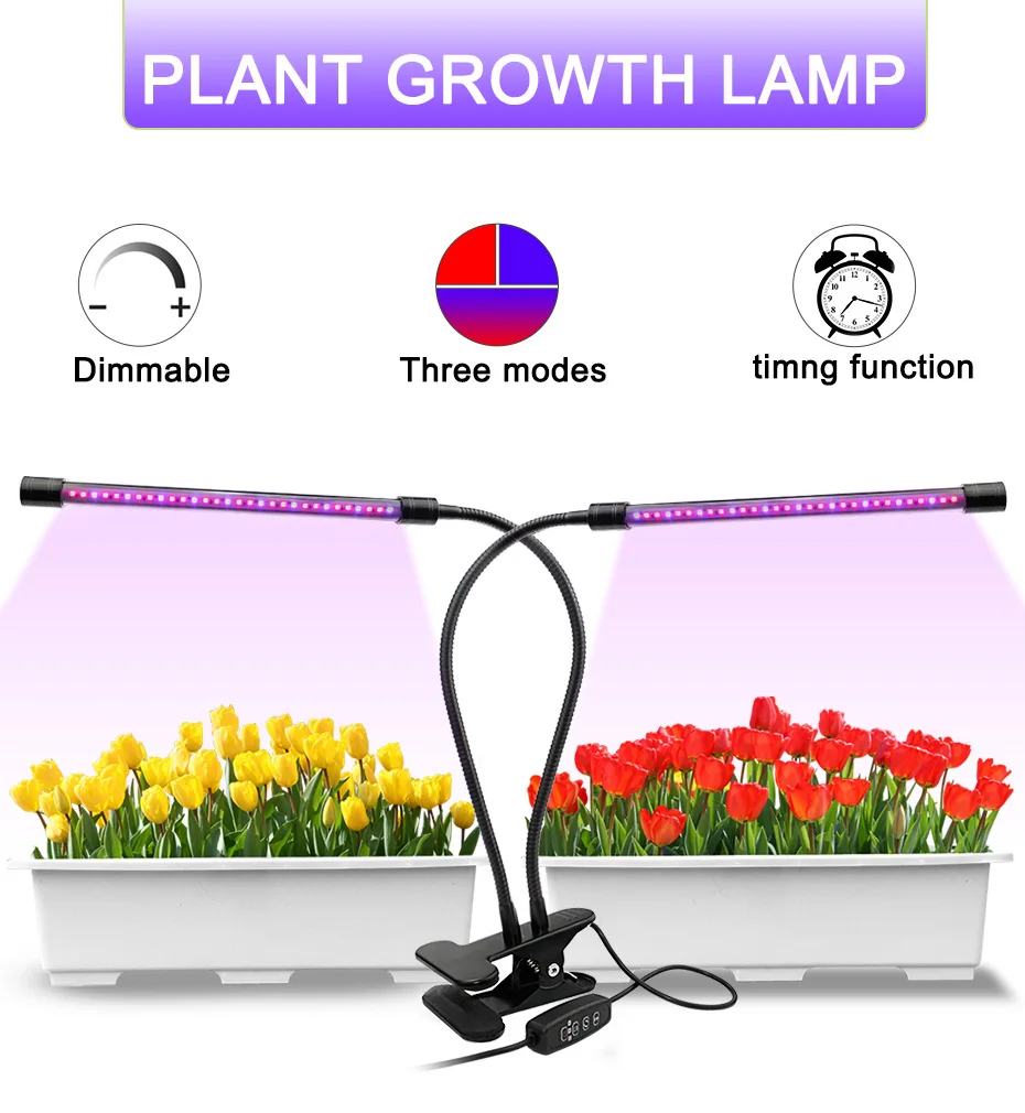Светодиодный светильник для выращивания, полный спектр, фитолампия, красный, синий, светодиодный светильник для выращивания растений, лампы с зажимом, лампа для выращивания саженцев, растений, цветов
