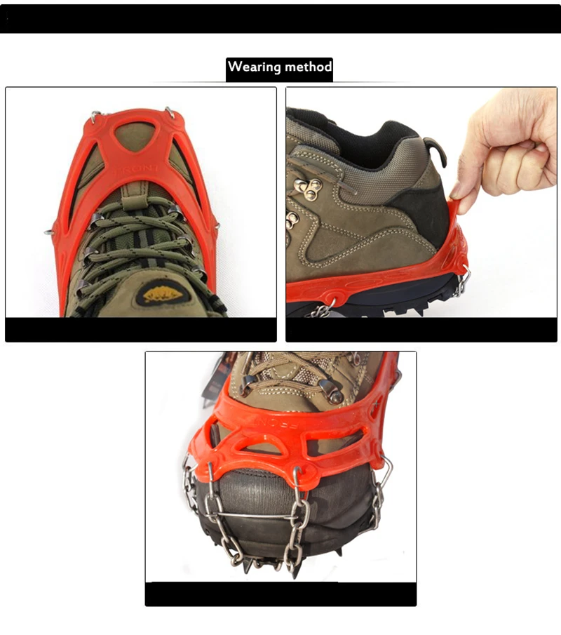 Quality Outdoor Climbing Antiskid Crampons Winter Walk 18 Teeth Ice Fishing Snowshoes Manganese Steel Slip Shoe Covers (7)