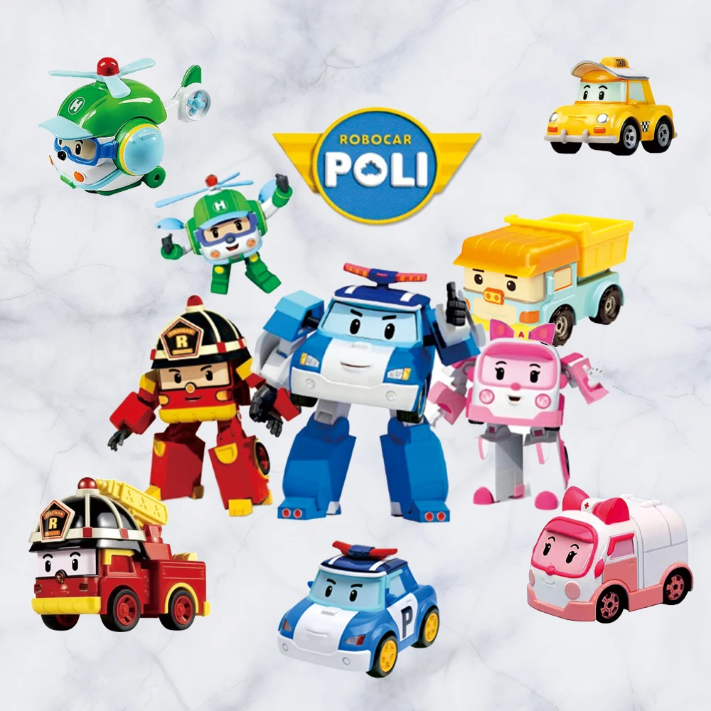 2 PCS Kartun Mobil Polisi Deformasi Robot Desain Tk Anak Usia Dini