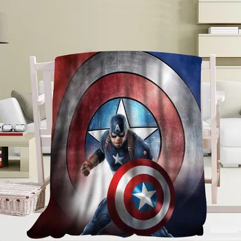 

Custom Captain America Travel Blanket Home TV Casual Relax for Family Soft Fluffy Warm Blanket