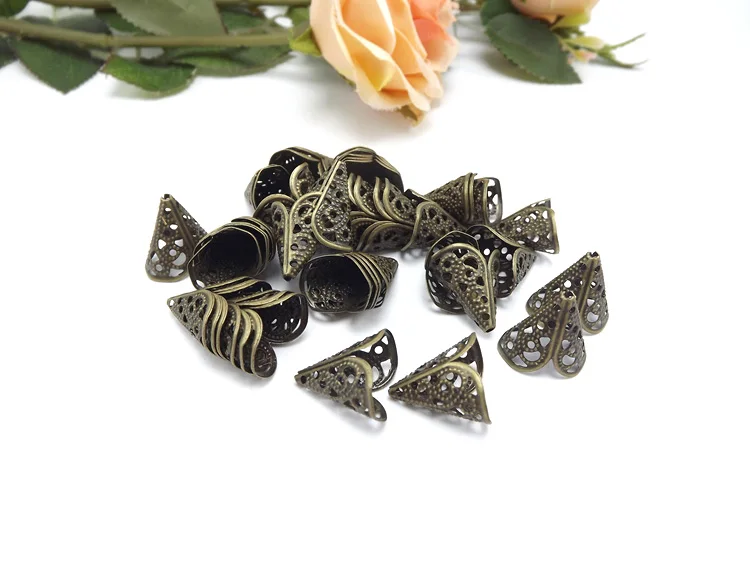 

Jewelry finding & components parts Large bronze chechia Hollow out horn receptacle chain accessories materials #JY117